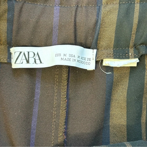 Zara Paper Bag Waist Pants Striped M - Picture 9 of 12